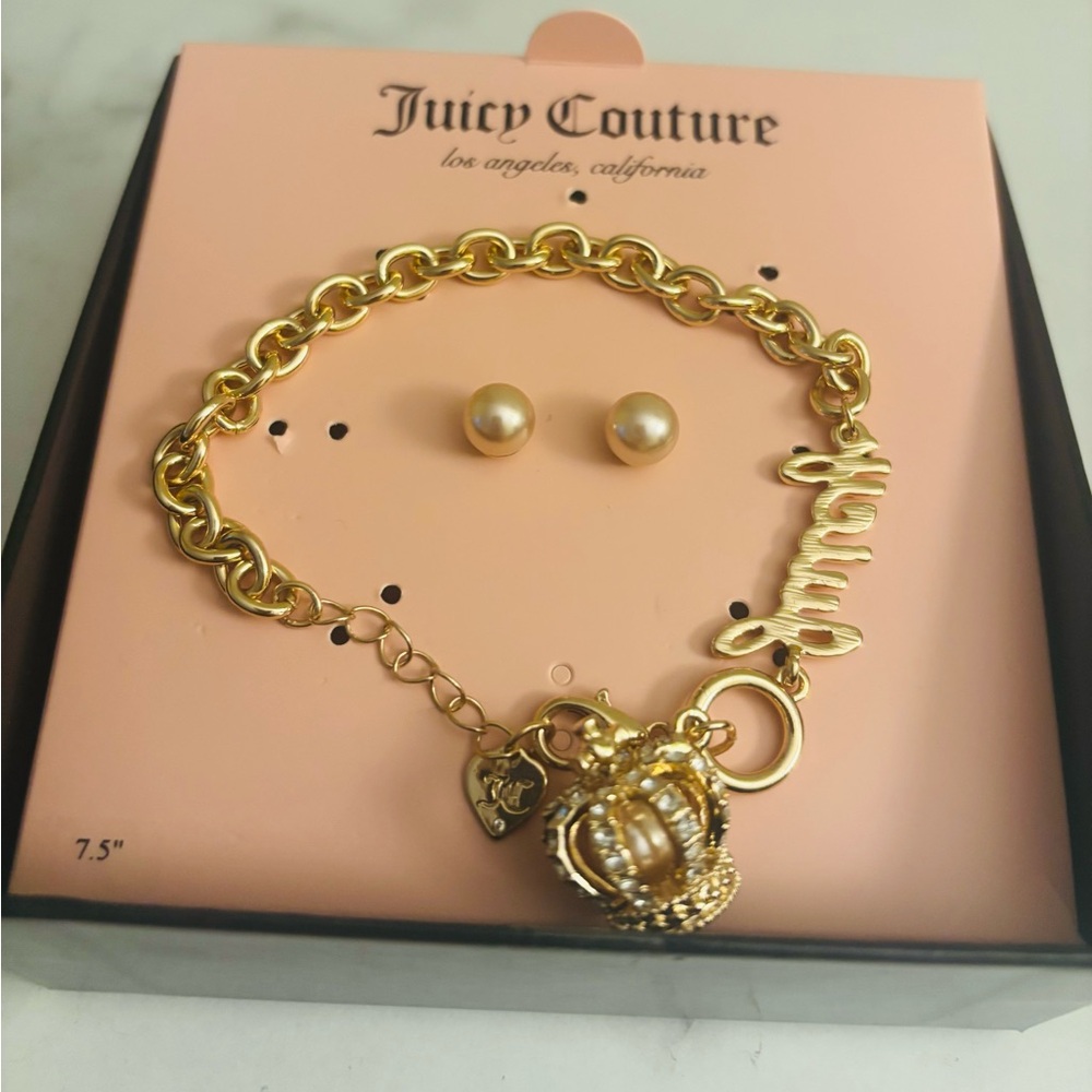 Juicy Couture Gold Chain-Link Charm Bracelet